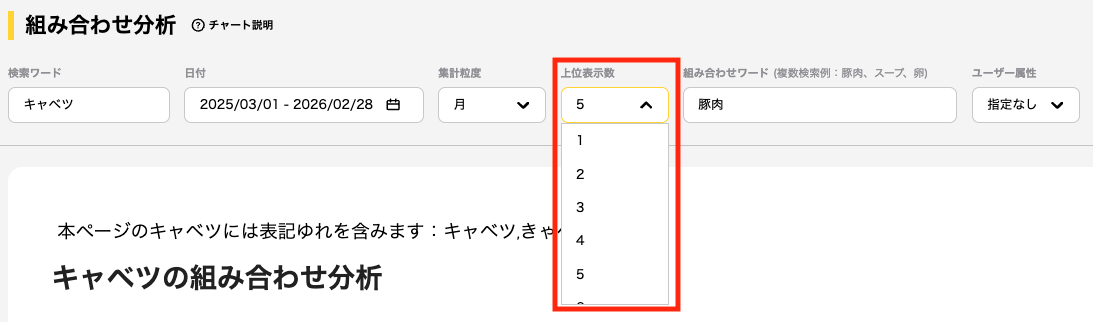 上位表示数の変更
